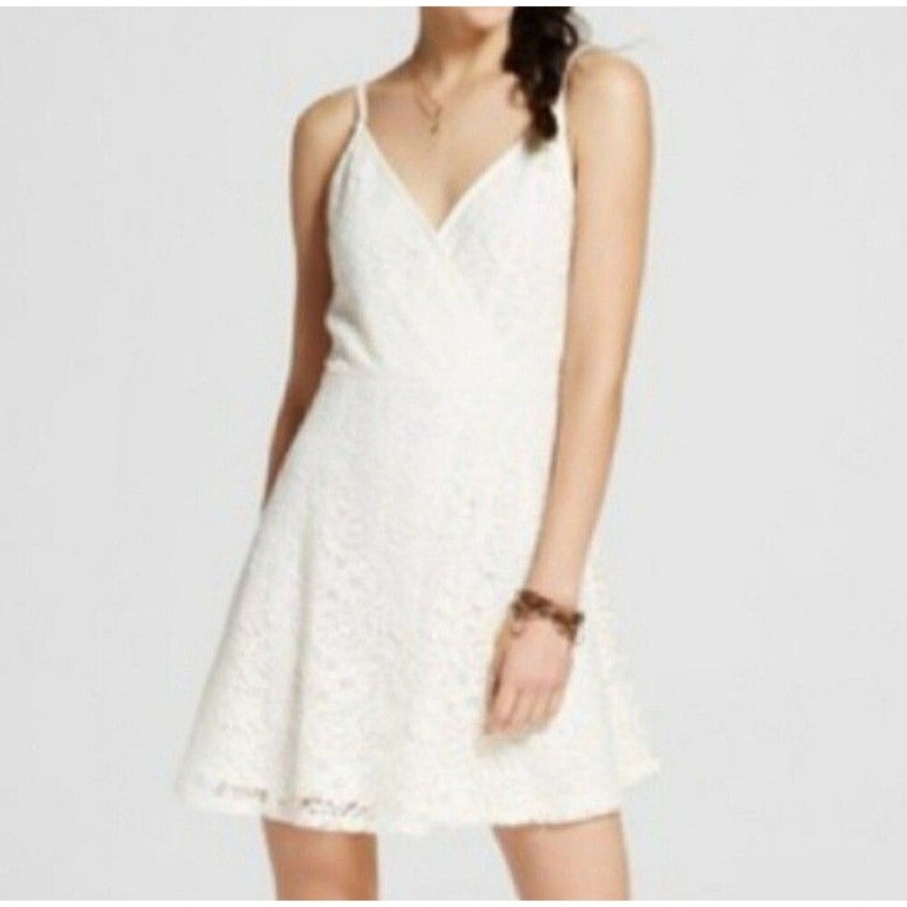 Mossimo Supply Co Ivory Lace Skater Party Dress Women's Size Medium